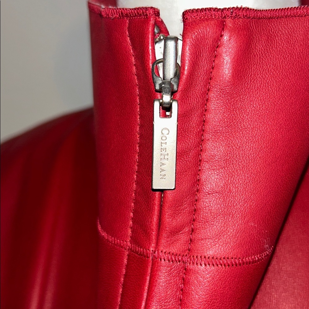 Cole Haan Red Leather Jacket - Picture 6 of 13